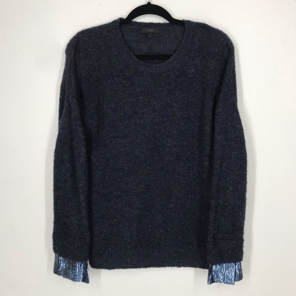 J.Crew navy sequin sleeve sweater sz S